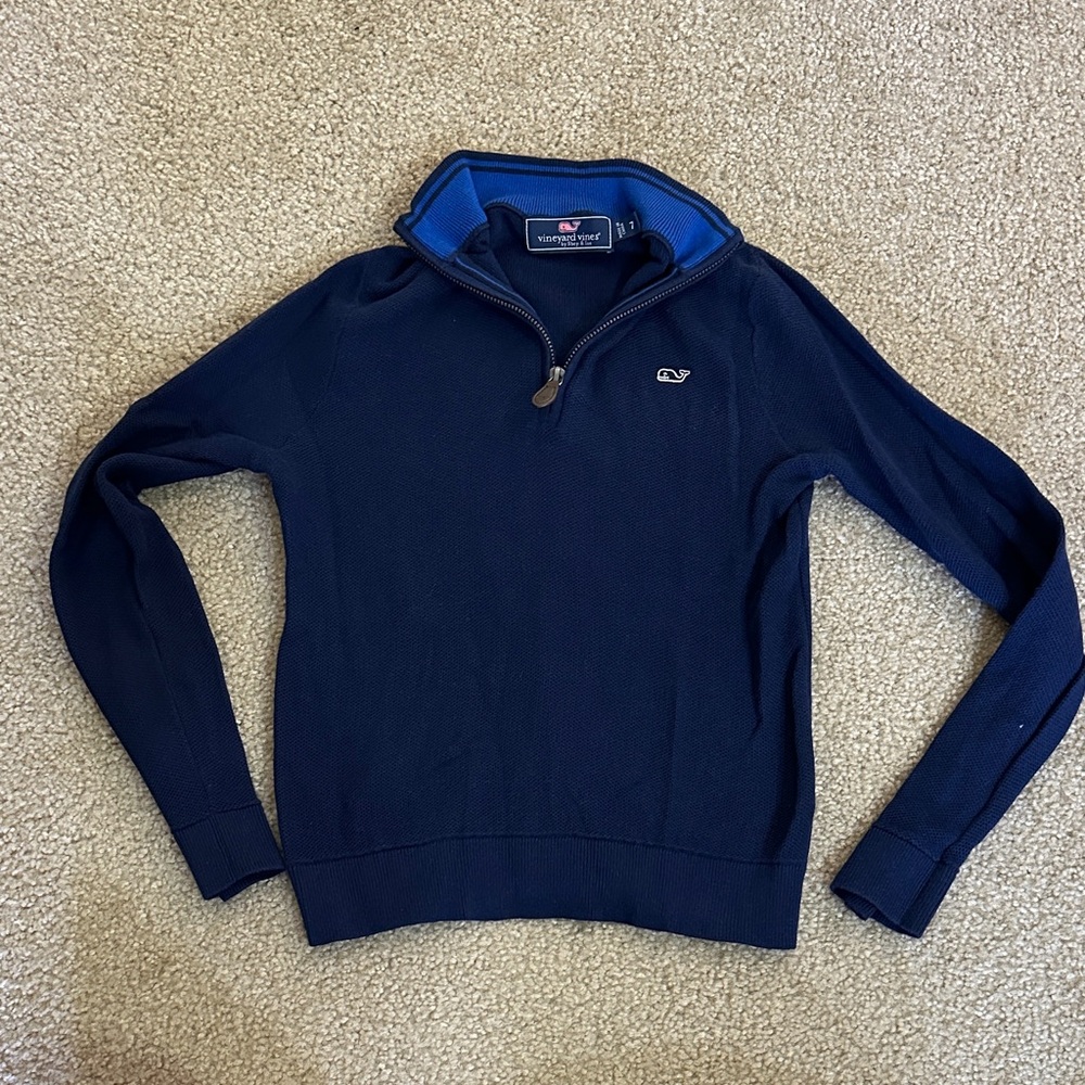 Vineyard Vines Bots Navy Blue Half-Zip Sweater-Size 7